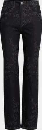 Favorite Daughter The Valentina Floral High-Rise Straight-Leg Jeans