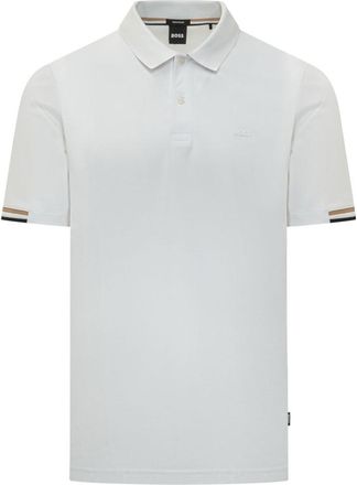 HUGO BOSS White Solid Shirt Collar T-Shirt