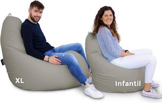 Happers Happers - Puff Pera Relax Polipiel Gris Claro Xl Ceniza