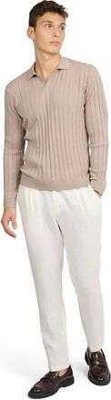 Onia Extra Fine Merino Wool Johnny Collar Polo in Oxford Tan at Nordstrom, Size X-Large
