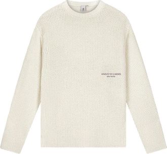 Law Of The Sea Apsu Gestructureerde Gebreide Trui met Artwork - Heren - Truien - Beige - Maat: XL