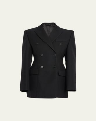 Wardrobe.NYC Double-Breasted Contour Wool Blazer