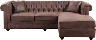 VENTE-UNIQUE.COM Sofá rinconera microfibra 4 plazas marrón 228x163cm