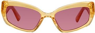 Kurt Geiger 55mm Rectangular Sunglasses in Yellow/Pink at Nordstrom