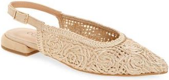 Cordani Nika Slingback Woven Raffia Flat in Beige at Nordstrom, Size 5.5Us