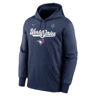 Nike Mens Toronto Blue Jays 2025 World Series Participant Authentic Collection Mens Nike Therma MLB Pullover Hoodie in Blue | NKAQ44BTRW-8YR