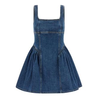 Self Portrait Short Dresses, female, Blue, Size: 2XS Denim Mini Dress