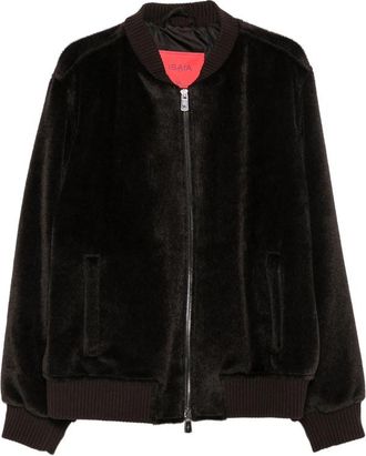 Isaia Varsity Faux-fur Ribbed-trim Bomber Jacket