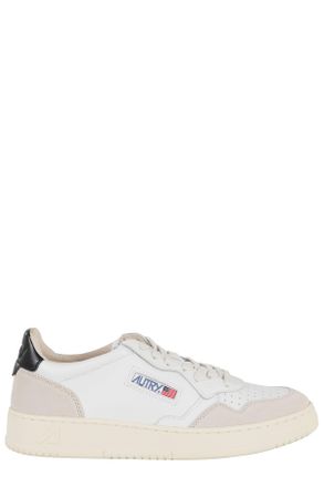 Autry Medalist Low White and Black Suede Leather Sneakers