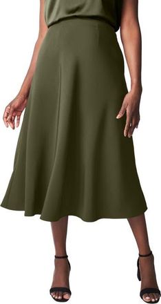 Jessica London Bi-Stretch Swing Skirt in Dark Olive Green at Nordstrom, Size 24
