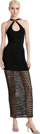 Simona Corsellini Abito lurex in maglia con crochet - Dames - Avondkleed - Zwart - L - Kleedjes
