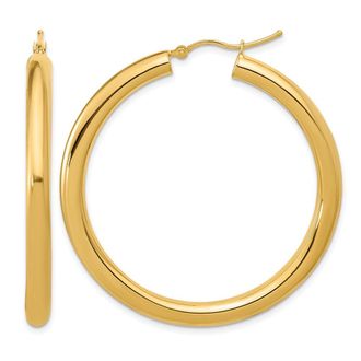 Diamond2Deal 14k Yellow Gold 4x45mm Round Hoop Earrings
