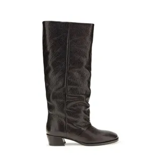 P.A.R.O.S.H. Brown Calf Leather Bos Taurus Flat Womens Boots
