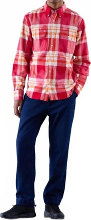 Original Madras Trading Company Twin Flap Pocket Button Down Collar Shirt In Red