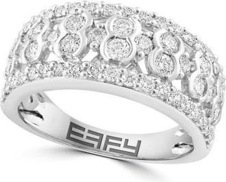 Effy 14K White Gold Diamond Vintage-Inspired Band Ring in 14K Gold at Nordstrom, Size 7