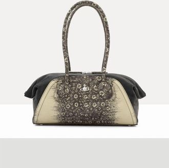 Vivienne Westwood Shirley Small Holdall Lizard-effect Emboss Charcoal-cream