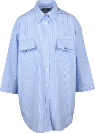 Moschino Camicia Over - Dames - Overhemden - Blauw - M - Katoen - Overhemden