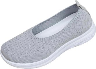 Generic Slip On Trainers Women Mesh Casual Walking Shoe Solid Color Breathable Lightweight Non-Slip Comfortable Running Shoes Gym Tennis Workout Gray