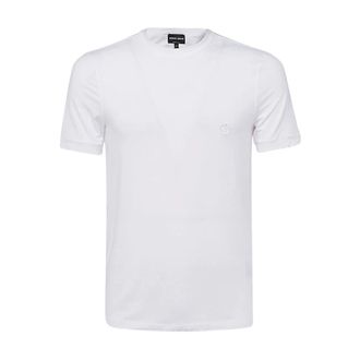 Giorgio Armani T-Shirts, male, White, Size: 3XL White Cotton T-shirt and Polo