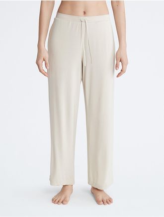 Calvin Klein Womens Modal Satin Sleep Pants - White - XS