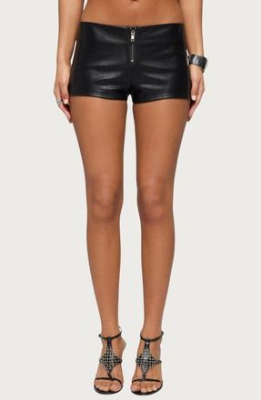 Edikted Diana Faux Leather Micro Shorts in Black at Nordstrom, Size X-Small