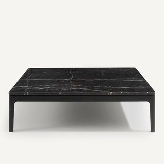 AM.PM Salontafel, zwart marmer en massief eiken, Helda, ontwerp Emmanuel Gallina