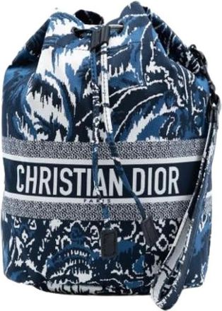 Dior Pre-owned Bucket Bags, female, Blue, Size: ONE SIZE Pre-owned Toile De Jouy Sauvage Travel Pouch