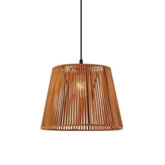 QAZQA Qazqa Japandi L&aacute;mpara Colgante De Exterior Negra Con Pantalla De Cuerda Naranja Ip44 - Cava Jayla /acero /pl&aacute;stico Redonda Adecuado Para Led Max. 1 X 