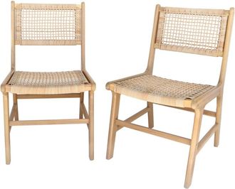 Sweeek Silla de ca&ntilde;a y madera, set de 2, natural