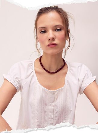 Twik Womens Scoop-neck babydoll blouse