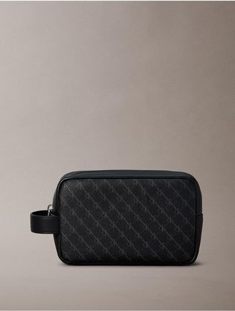 Calvin Klein Mens Textured Monogram Dopp Kit - Black