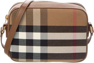 Burberry Small Check Canvas & Leather Camera Bag