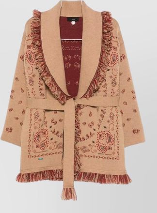 Alanui cashmere jacquard belted cardigan