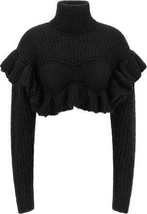 Elisabetta Franchi Cropped Bustier Trui - Dames - Coltruien - Zwart - S - Truien & Vesten