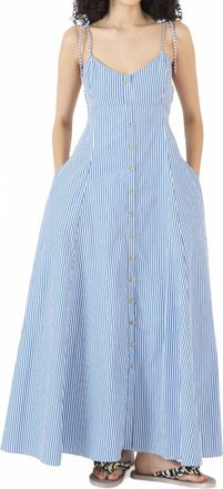 Rosie Assoulin High Garden Maxi Dress In Blue Stripe