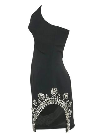 DAVID KOMA strapless rhinestone mini dress - Black