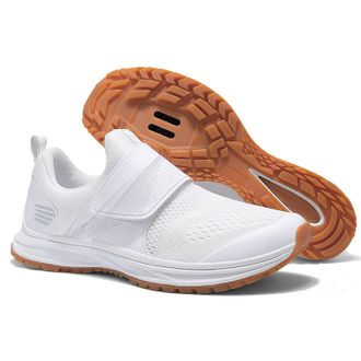 Generic Women Comfortable Spinning Cycling Shoes - Unisex Breathable Indoor Outdoor Mountain Bike Cycling Shoes Compatible SPD (White,7.5)