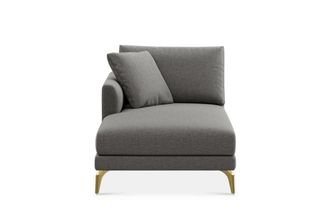 Castlery Lena Left Chaise Sofa Customized, Dark Grey Performance Classic Twill, Brass Legs, Spill Resistant, Removable Covers for Sofas, Castlery
