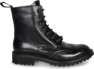 Churchs Zwarte leren laars met brogue - Dames - Veterlaarzen - Zwart - 38 EU - Leer - Schoenen