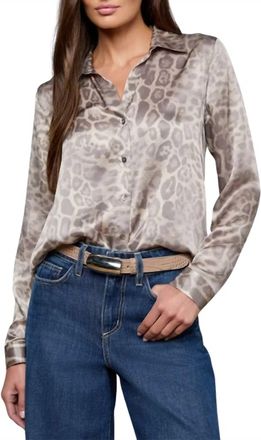 L'agence Tyler Silk Blouse In Grey Multi Patch Leopard