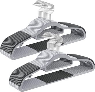 OEM Paquete De 30 Perchas De Pl&aacute;stico Resistentes, Antideslizantes, Que Ahorran Espacio, De 0,5 Cm De Grosor, Con Gancho Giratorio De 360&deg;, De 42 Cm De An