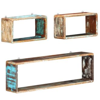 vidaXL Vidaxl - Juego De Estantes Cubo De Pared 3 Pzas Madera Maciza Reciclada