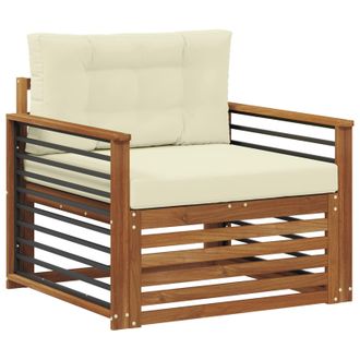 vidaXL Sof&aacute; De Exterior Madera De Acacia S&oacute;lida Y Poli&eacute;ster Vidaxl