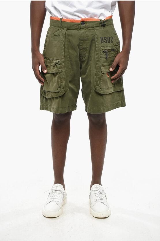 Dsquared2 Stretch Cotton Cargo Shorts with Contrasting Edge size
