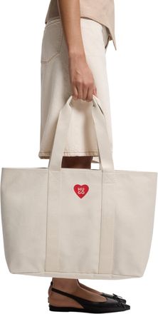 HUGO BOSS Hugo Becky Heart Canvas-tas voor dagelijks gebruik (Wit)