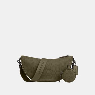 Coach Mens Hall Soft Sling Bag In Signature Jacquard - Green - One Size