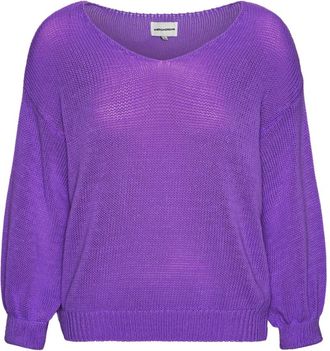 Americandreams Milana LS Light Cotton Knit - Dames - V-hals truien - Paars - S - Katoen - Truien & Vesten