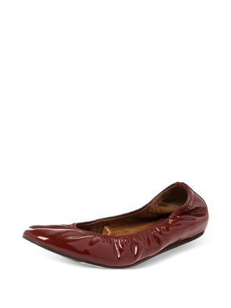 Lanvin patent-leather round-toe ballet flats - women - Calf Leather/Patent Leather/Calf Leather - 38 - Red