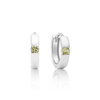 MAX + STONE 14k Yellow or White Gold Small Round Gemstone Huggie Hoop Earrings