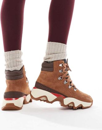 Sorel Kinetic Impact Conquest Plus - Scarponcini da trekking in velluto color cuoio e tabacco-Marrone